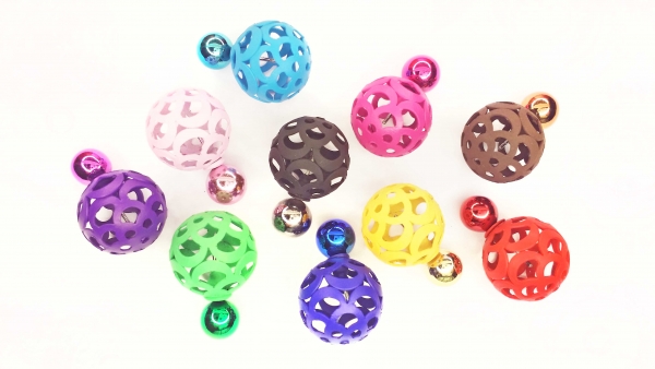 bunte Metallgitternetz Doppelkugel-Ohrstecker